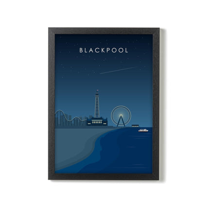 Blackpool Travel Poster Print, Vintage Framed or Unframed Wall Art, Retro Large Home Decor Prints - Black Oak Farm