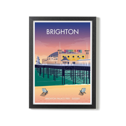 Brighton Travel Poster Print, Vintage Framed or Unframed Wall Art, Retro Large Home Decor Prints - Black Oak Farm
