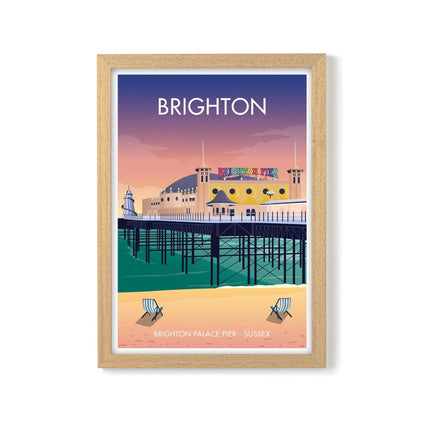 Brighton Travel Poster Print, Vintage Framed or Unframed Wall Art, Retro Large Home Decor Prints - Black Oak Farm