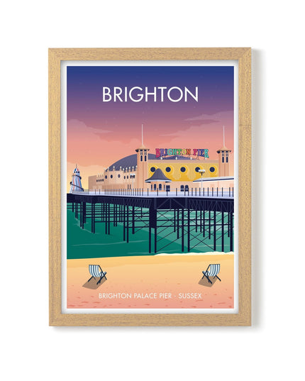 Brighton Travel Poster Print, Vintage Framed or Unframed Wall Art, Retro Large Home Decor Prints - Black Oak Farm