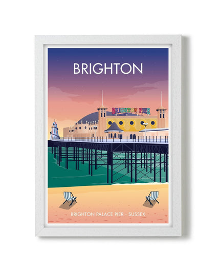 Brighton Travel Poster Print, Vintage Framed or Unframed Wall Art, Retro Large Home Decor Prints - Black Oak Farm