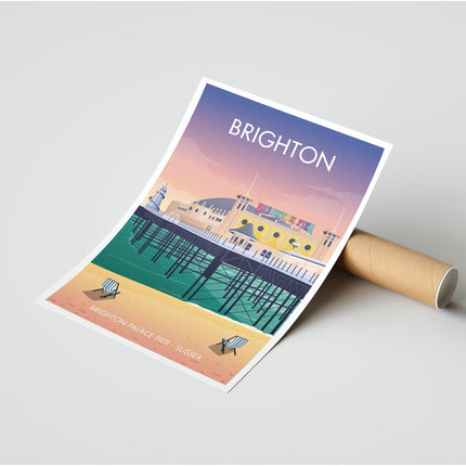 Brighton Travel Poster Print, Vintage Framed or Unframed Wall Art, Retro Large Home Decor Prints - Black Oak Farm