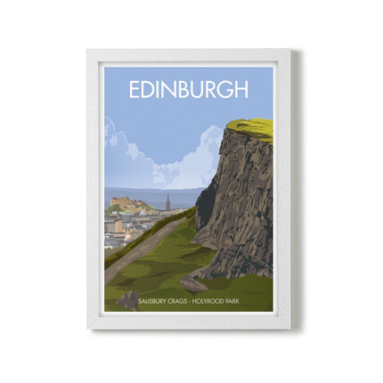 Edinburgh Salisbury Crags Travel Poster Print, Vintage Framed or Unframed Wall Art, Retro Large Home Decor Prints - Black Oak Farm