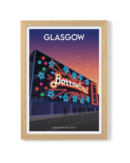Glasgow Barrowland Travel Poster Print, Vintage Framed or Unframed Wall Art, Retro Large Home Decor Prints - Black Oak Farm