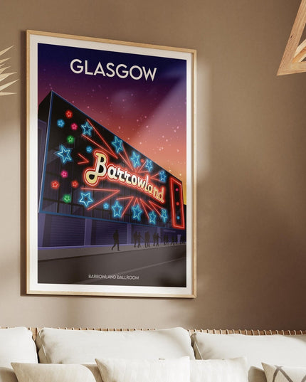 Glasgow Barrowland Travel Poster Print, Vintage Framed or Unframed Wall Art, Retro Large Home Decor Prints - Black Oak Farm