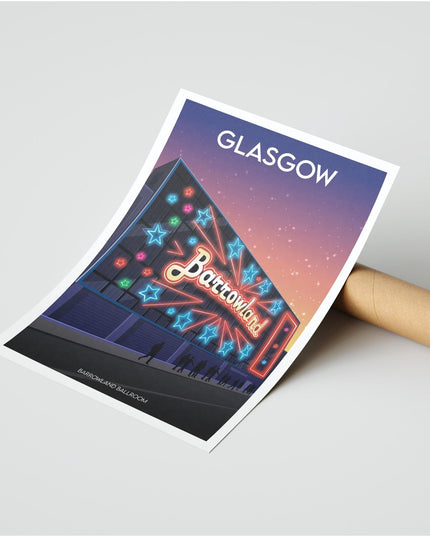 Glasgow Barrowland Travel Poster Print, Vintage Framed or Unframed Wall Art, Retro Large Home Decor Prints - Black Oak Farm