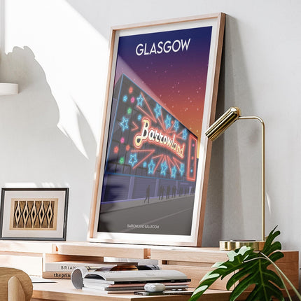 Glasgow Barrowland Travel Poster Print, Vintage Framed or Unframed Wall Art, Retro Large Home Decor Prints - Black Oak Farm