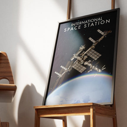ISS International Space Station Travel Poster Print, Vintage Framed or Unframed Wall Art, Retro Large Home Decor Prints - Black Oak Farm