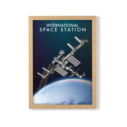 ISS International Space Station Travel Poster Print, Vintage Framed or Unframed Wall Art, Retro Large Home Decor Prints - Black Oak Farm