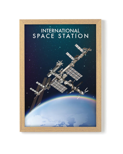 ISS International Space Station Travel Poster Print, Vintage Framed or Unframed Wall Art, Retro Large Home Decor Prints - Black Oak Farm