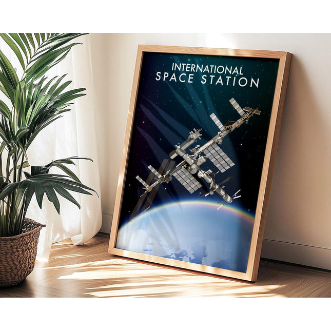 ISS International Space Station Travel Poster Print, Vintage Framed or Unframed Wall Art, Retro Large Home Decor Prints - Black Oak Farm