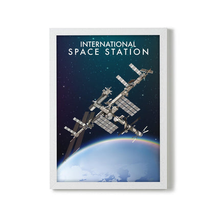 ISS International Space Station Travel Poster Print, Vintage Framed or Unframed Wall Art, Retro Large Home Decor Prints - Black Oak Farm