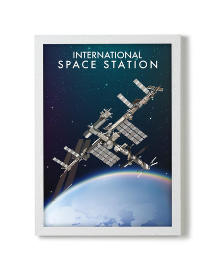 ISS International Space Station Travel Poster Print, Vintage Framed or Unframed Wall Art, Retro Large Home Decor Prints - Black Oak Farm