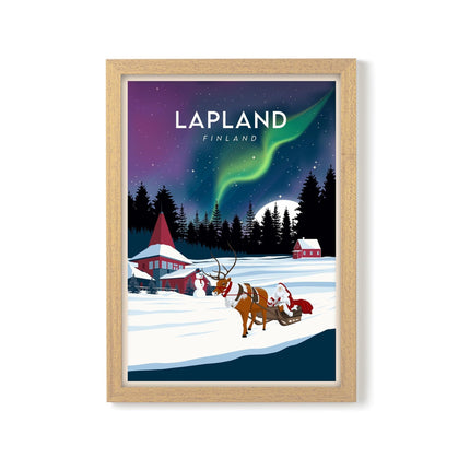 Lapland Finland Travel Poster Print, Vintage Framed or Unframed Wall Art, Retro Large Home Decor Prints - Black Oak Farm