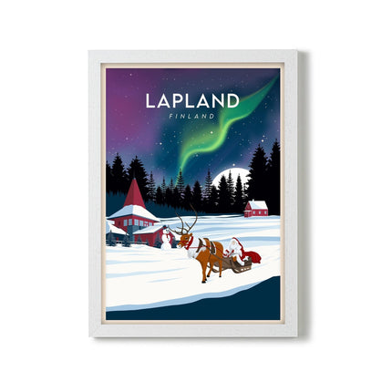Lapland Finland Travel Poster Print, Vintage Framed or Unframed Wall Art, Retro Large Home Decor Prints - Black Oak Farm