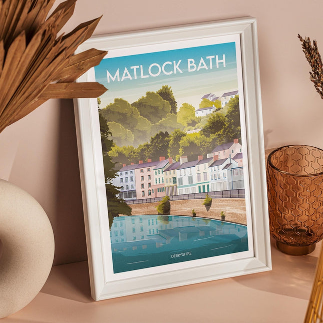 Matlock Bath Derbyshire Travel Poster Print, Vintage Framed or Unframed Wall Art, Retro Large Home Decor Prints - Black Oak Farm