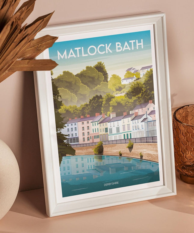 Matlock Bath Derbyshire Travel Poster Print, Vintage Framed or Unframed Wall Art, Retro Large Home Decor Prints - Black Oak Farm