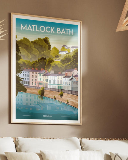 Matlock Bath Derbyshire Travel Poster Print, Vintage Framed or Unframed Wall Art, Retro Large Home Decor Prints - Black Oak Farm