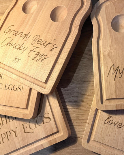 Personalised Dippy Egg Board, Custom Engraved Plate - Black Oak Farm