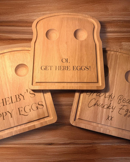 Personalised Dippy Egg Board, Custom Engraved Plate - Black Oak Farm