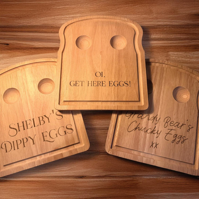 Personalised Dippy Egg Board, Custom Engraved Plate - Black Oak Farm