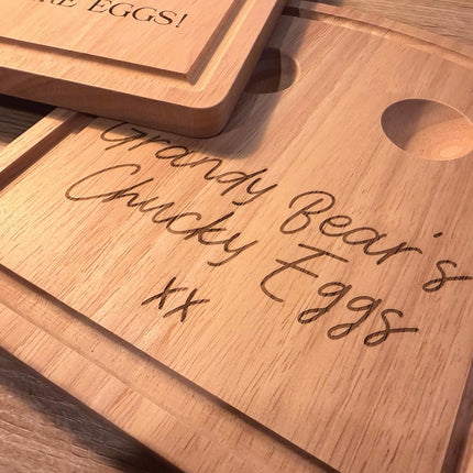 Personalised Dippy Egg Board, Custom Engraved Plate - Black Oak Farm