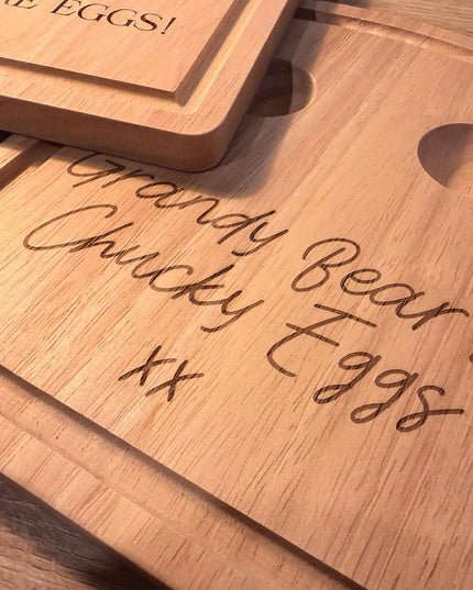 Personalised Dippy Egg Board, Custom Engraved Plate - Black Oak Farm