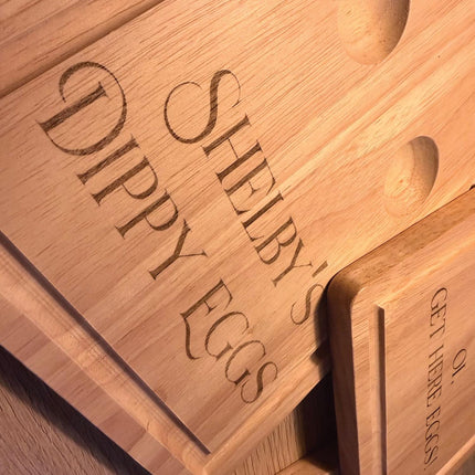Personalised Dippy Egg Board, Custom Engraved Plate - Black Oak Farm