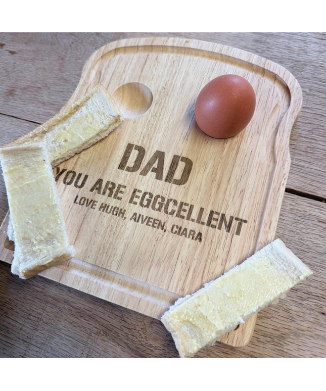 Personalised Dippy Egg Board for Dad, Wooden Breakfast Egg Board with Engraving, Custom Gift for Grandpa, Grandad or Him, Father’s Day Gift - Black Oak Farm