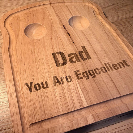 Personalised Dippy Egg Board for Dad, Wooden Breakfast Egg Board with Engraving, Custom Gift for Grandpa, Grandad or Him, Father’s Day Gift - Black Oak Farm