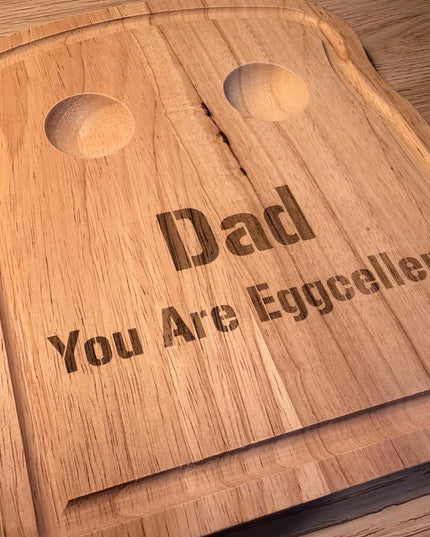 Personalised Dippy Egg Board for Dad, Wooden Breakfast Egg Board with Engraving, Custom Gift for Grandpa, Grandad or Him, Father’s Day Gift - Black Oak Farm