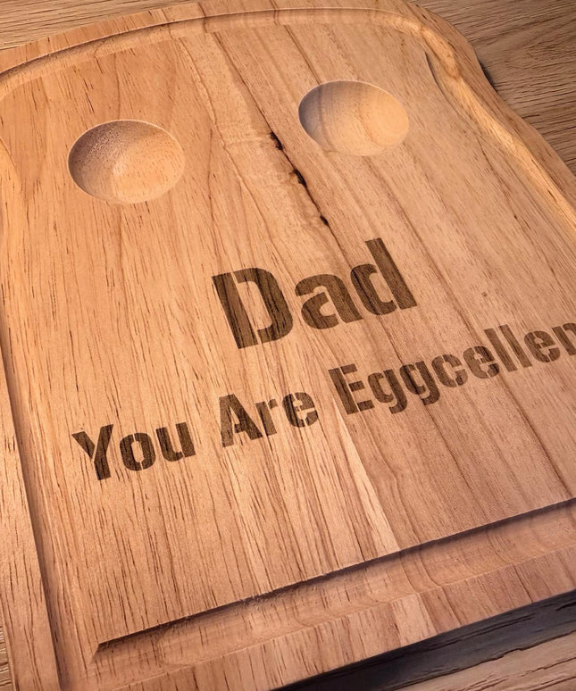 Personalised Dippy Egg Board for Dad, Wooden Breakfast Egg Board with Engraving, Custom Gift for Grandpa, Grandad or Him, Father’s Day Gift - Black Oak Farm
