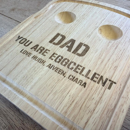 Personalised Dippy Egg Board for Dad, Wooden Breakfast Egg Board with Engraving, Custom Gift for Grandpa, Grandad or Him, Father’s Day Gift - Black Oak Farm