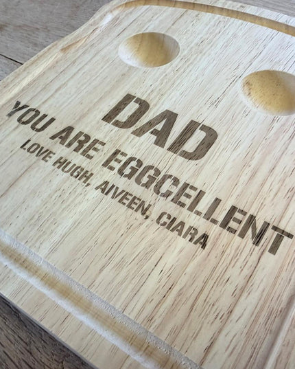 Personalised Dippy Egg Board for Dad, Wooden Breakfast Egg Board with Engraving, Custom Gift for Grandpa, Grandad or Him, Father’s Day Gift - Black Oak Farm