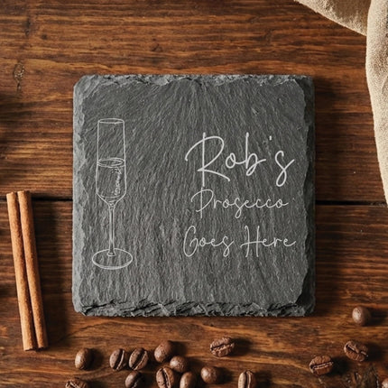 Personalised Drink Coaster, New Home Gifts for Host, Custom Gin Lover Present For Mum, Unique Whisky Gifts for Him, Laser Engraved Slate - Black Oak Farm