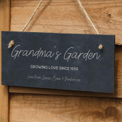 Personalised Garden Slate Sign, Gift for Mum, Grandma or Nanny, Custom Garden Plaque | Mothers Day Gift | Nannys Garden Grandparent Gifts - Black Oak Farm