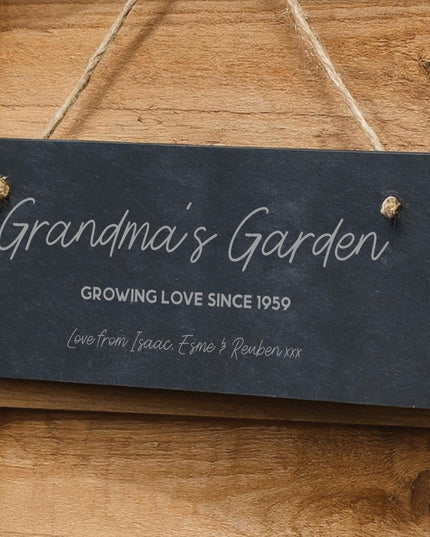 Personalised Garden Slate Sign, Gift for Mum, Grandma or Nanny, Custom Garden Plaque | Mothers Day Gift | Nannys Garden Grandparent Gifts - Black Oak Farm