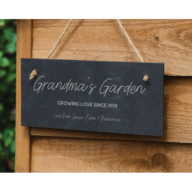 Personalised Garden Slate Sign, Gift for Mum, Grandma or Nanny, Custom Garden Plaque | Mothers Day Gift | Nannys Garden Grandparent Gifts - Black Oak Farm