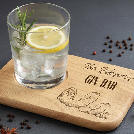Personalised Gin Cocktail Board, Valentines Gift for Her, Mothers Day Gin and Tonic Cutting Tray, New Home Housewarming Present - Black Oak Farm