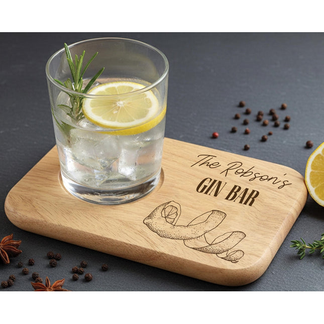 Personalised Gin Cocktail Board, Valentines Gift for Her, Mothers Day Gin and Tonic Cutting Tray, New Home Housewarming Present - Black Oak Farm