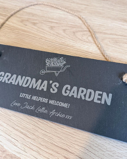 Personalised Grandma Sign, Custom Engraved Garden or Allotment Plaque, Mother’s Day Gift for Grandma, Mum or Nanna, Personalised Slate Sign - Black Oak Farm