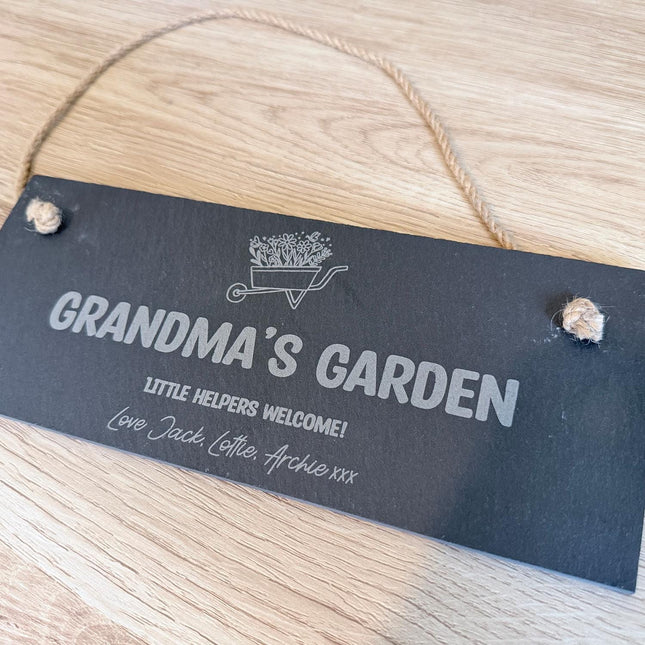 Personalised Grandma Sign, Custom Engraved Garden or Allotment Plaque, Mother’s Day Gift for Grandma, Mum or Nanna, Personalised Slate Sign - Black Oak Farm