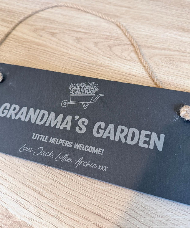Personalised Grandma Sign, Custom Engraved Garden or Allotment Plaque, Mother’s Day Gift for Grandma, Mum or Nanna, Personalised Slate Sign - Black Oak Farm