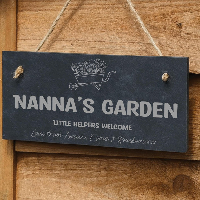 Personalised Grandma Sign, Custom Engraved Garden or Allotment Plaque, Mother’s Day Gift for Grandma, Mum or Nanna, Personalised Slate Sign - Black Oak Farm