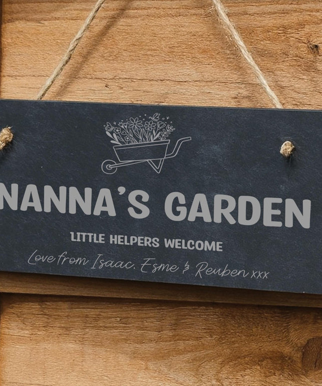 Personalised Grandma Sign, Custom Engraved Garden or Allotment Plaque, Mother’s Day Gift for Grandma, Mum or Nanna, Personalised Slate Sign - Black Oak Farm