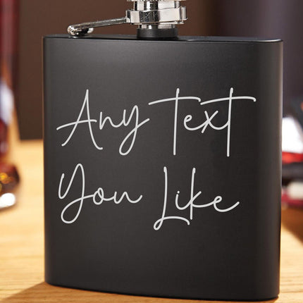 Personalised Hip Flask, Custom Engraved Flask with Custom Wording, Whisky Flask Gift for Men, Custom Gift Set, Handmade Gift - Black Oak Farm