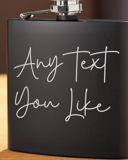 Personalised Hip Flask, Custom Engraved Flask with Custom Wording, Whisky Flask Gift for Men, Custom Gift Set, Handmade Gift - Black Oak Farm