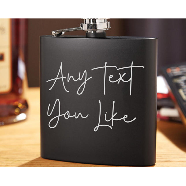 Personalised Hip Flask, Custom Engraved Flask with Custom Wording, Whisky Flask Gift for Men, Custom Gift Set, Handmade Gift - Black Oak Farm