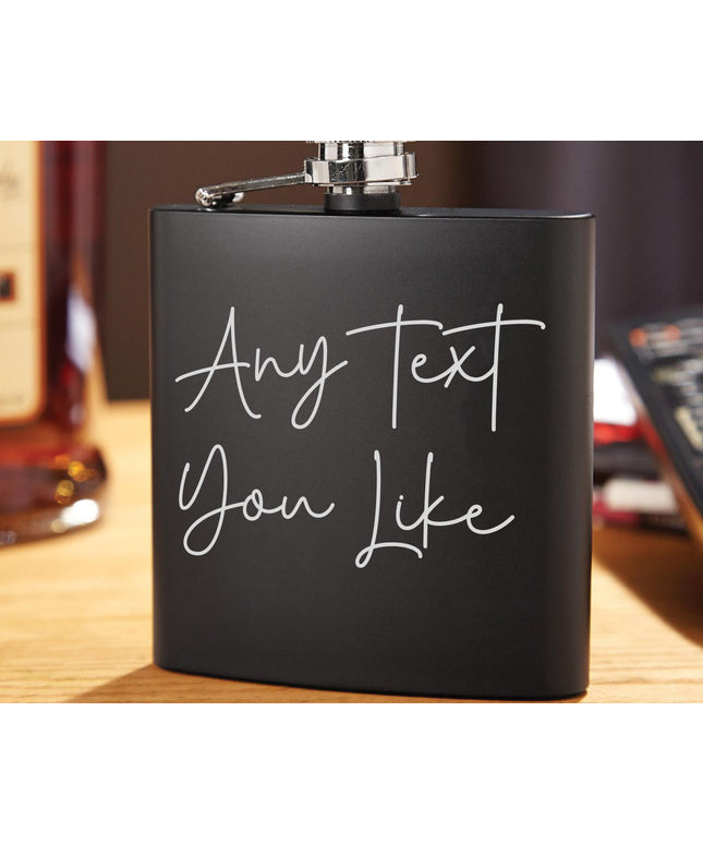 Personalised Hip Flask, Custom Engraved Flask with Custom Wording, Whisky Flask Gift for Men, Custom Gift Set, Handmade Gift - Black Oak Farm