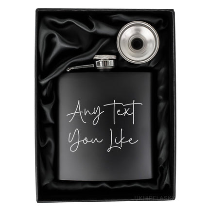 Personalised Hip Flask, Custom Engraved Flask with Custom Wording, Whisky Flask Gift for Men, Custom Gift Set, Handmade Gift - Black Oak Farm